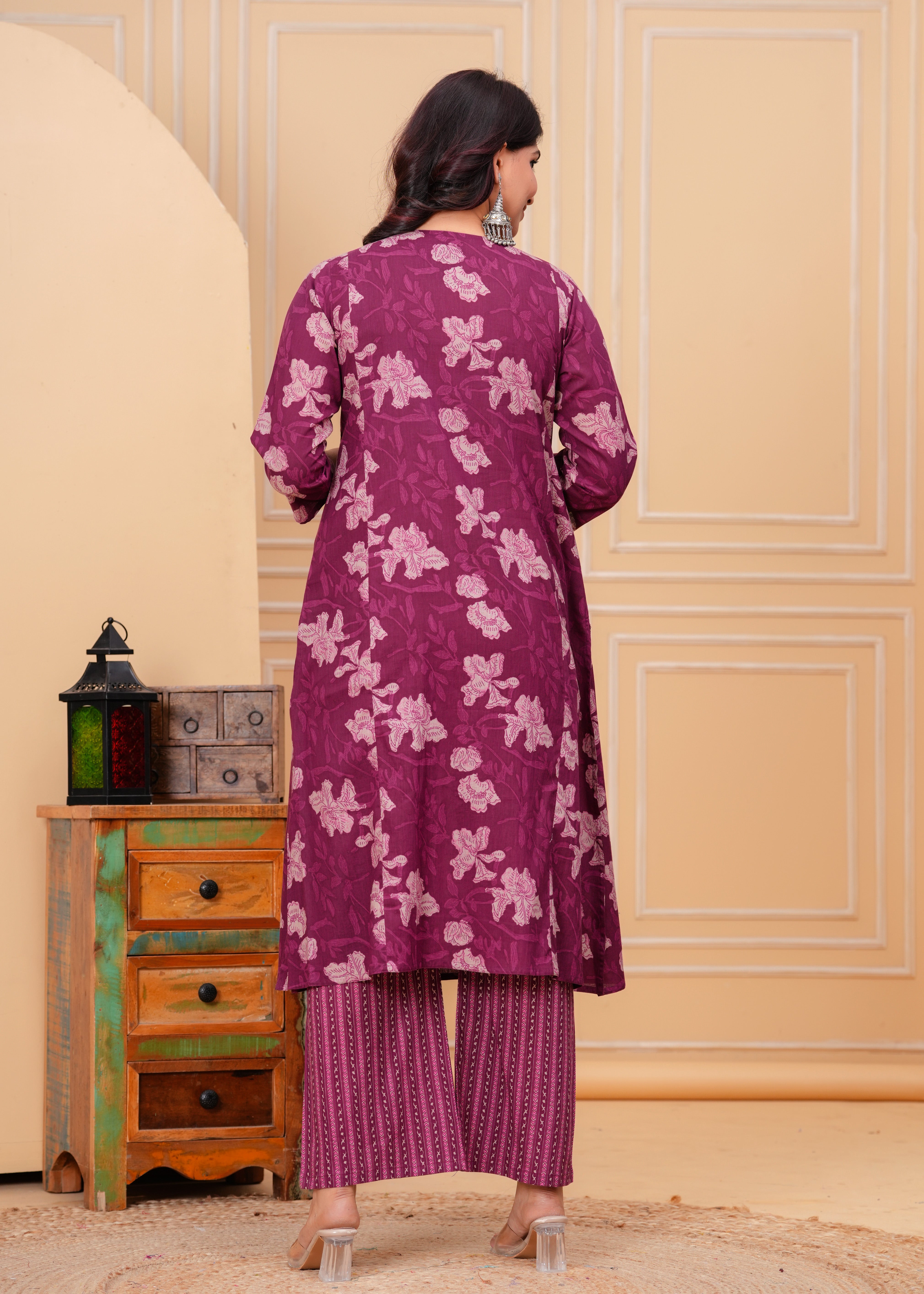 Plum Cotton Kurta Set